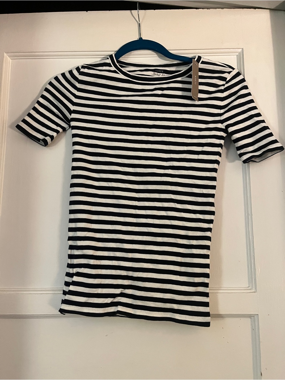 J. Crew Black & White Striped Short Sleeve Tee NWT
